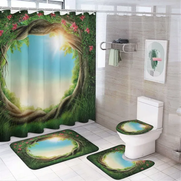 Enchanted Forest in Spring on a shower curtain