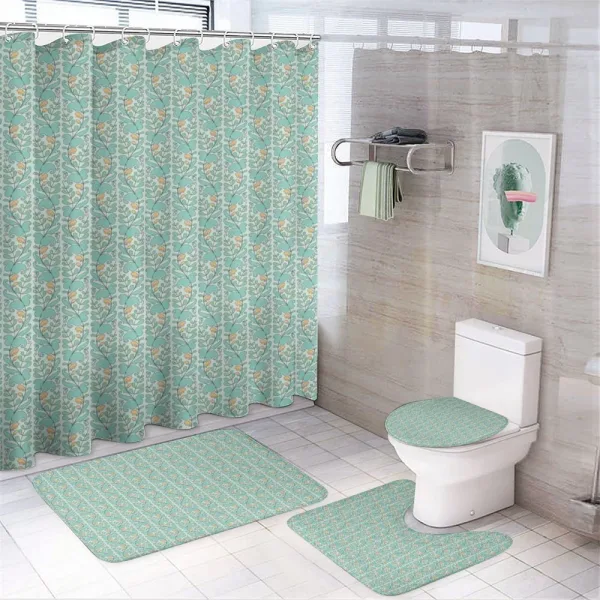 Foliage on Green Background on a shower curtain
