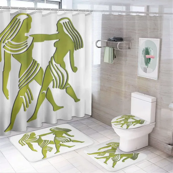 Green Twins Art on a shower curtain