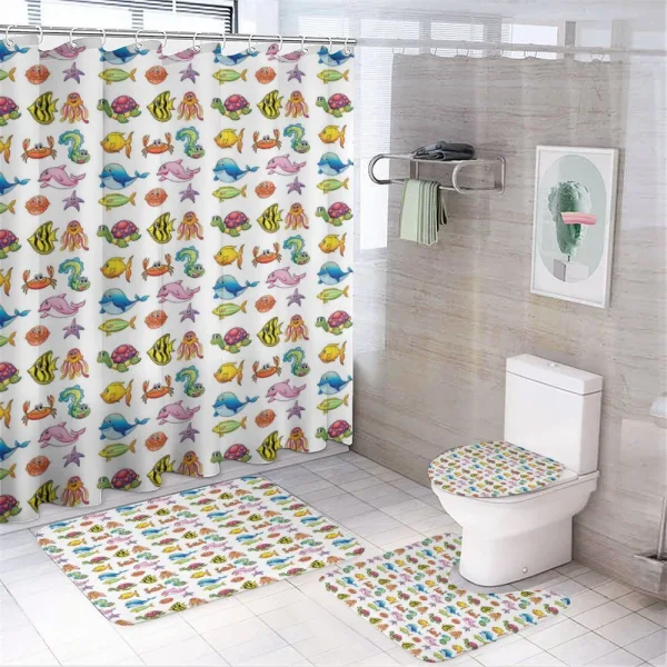 Happy Underwater Fauna on a shower curtain