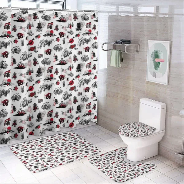 Japanese Architecture on a shower curtain