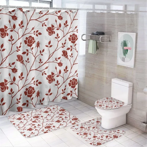 Monochrome Rose Leaves on a shower curtain