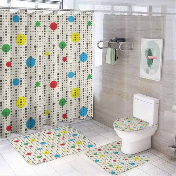 Simplistic Colored Dots on a shower curtain