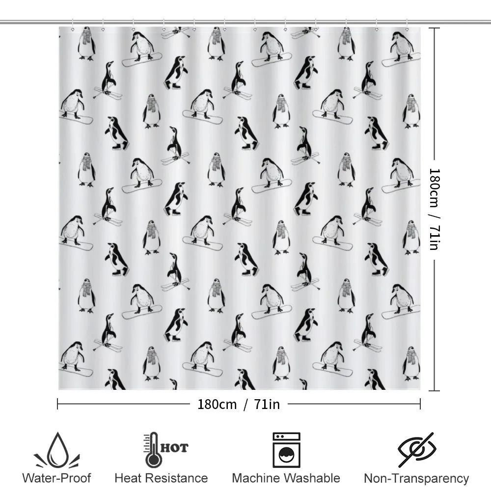 Skiing Penguins in Scarves — Detail 2