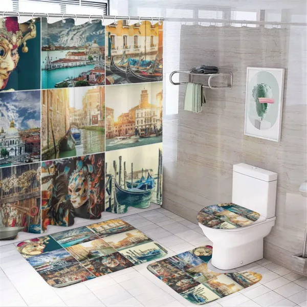 Venice Masks Canals on a shower curtain