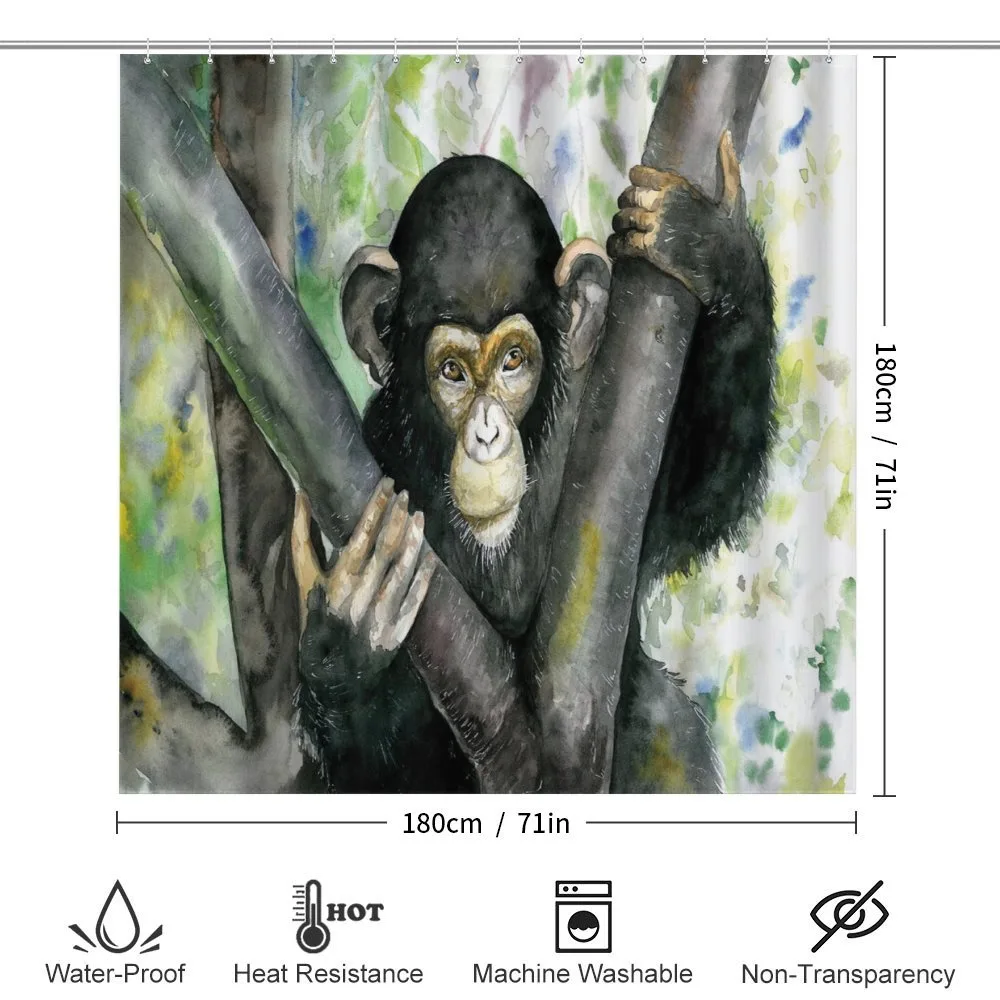 Watercolor Baby Chimpanzee — Detail 2