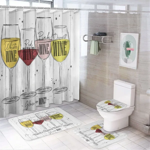 4 Types of Wine Rustic on a shower curtain