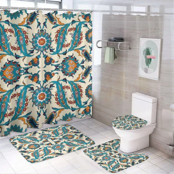 Antique Boho Motif on a shower curtain