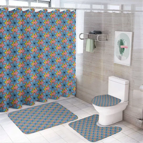 Blue Flowers Vivid Colors on a shower curtain