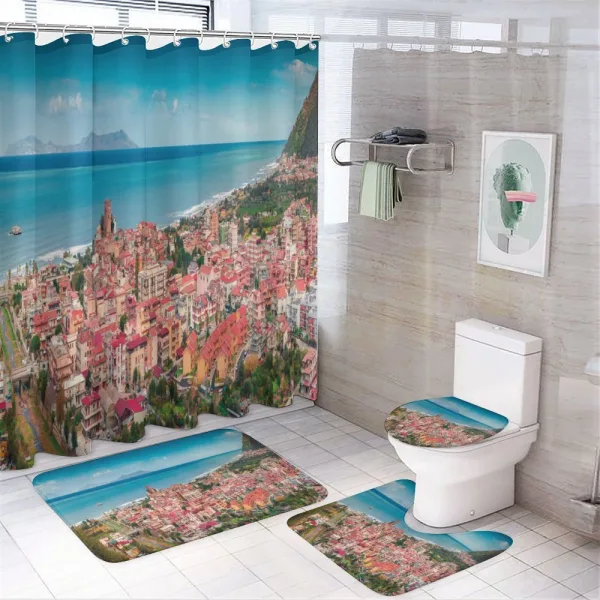 Brolo Town Aerial View on a shower curtain