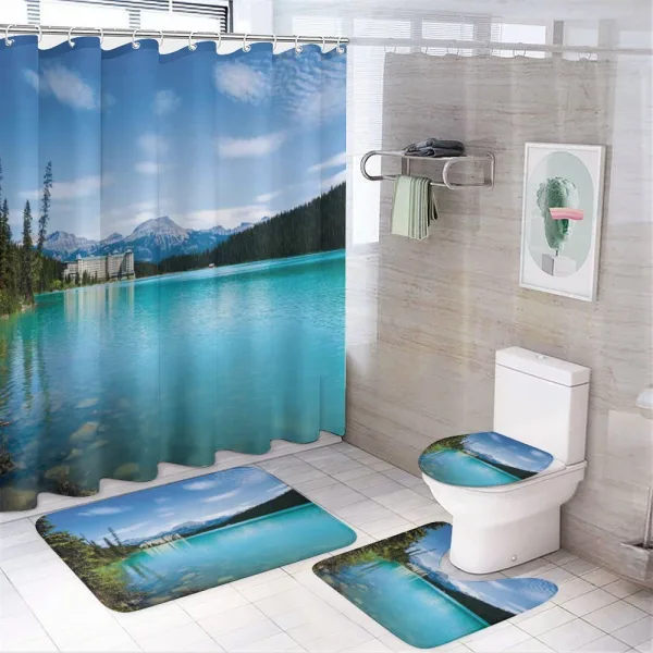 Canadian Lake Castle on a shower curtain