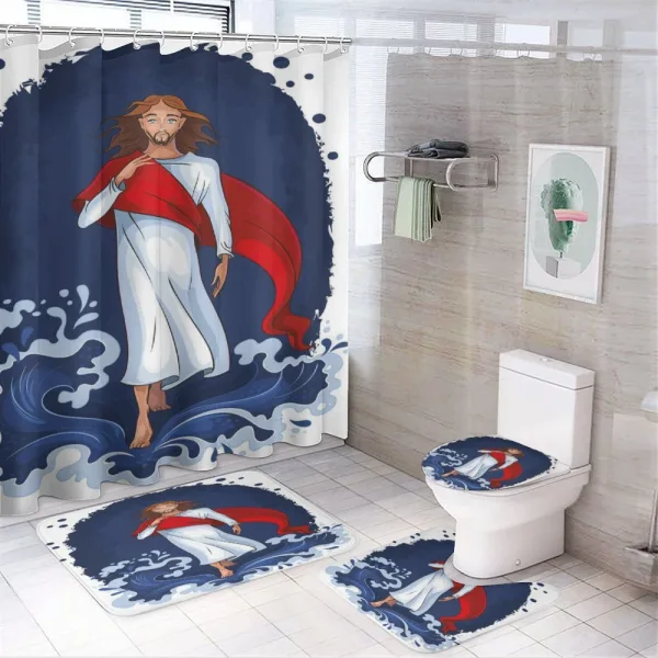 Cartoon Style Man Figure on a shower curtain