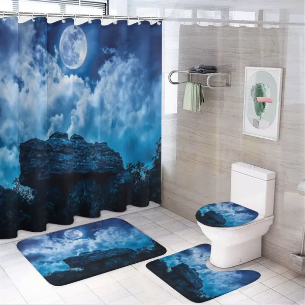 Cliff Under Cloudy Night on a shower curtain