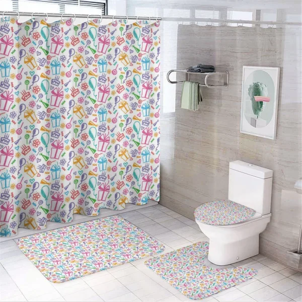Colorful Party Sketch Art on a shower curtain
