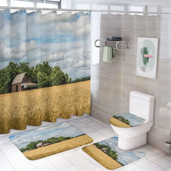 Cottage in a Wheat Field on a shower curtain