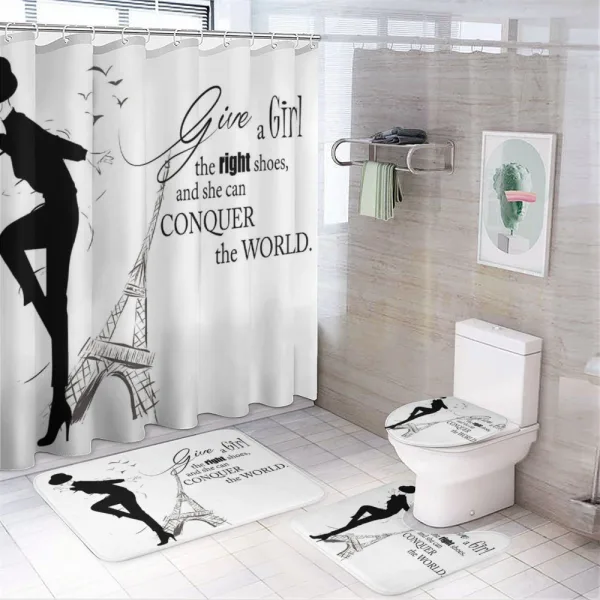 Dancing Woman Words on a shower curtain
