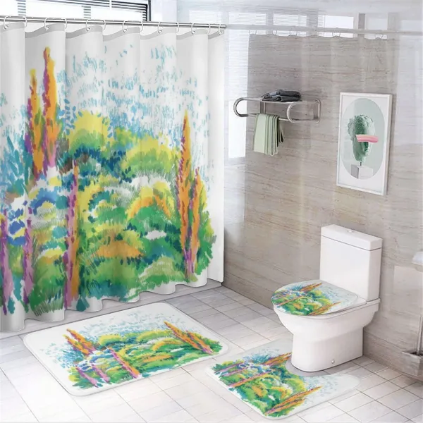 Floral Nature Meadow Trees on a shower curtain