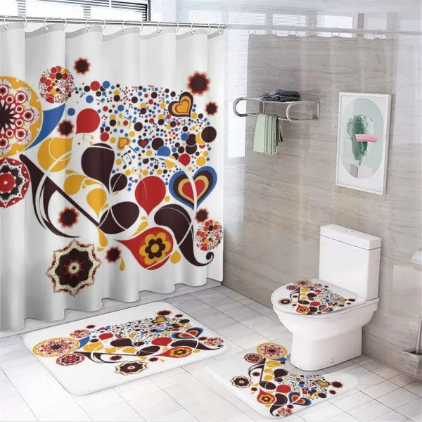 Flowers Hearts Notes on a shower curtain