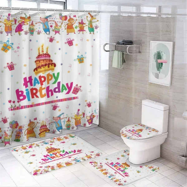 Joyful Mouses Party Mood on a shower curtain