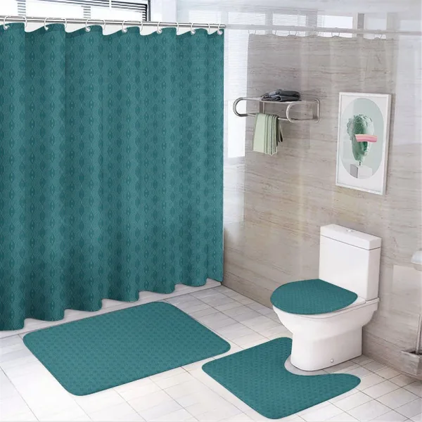 Modern Wavy Lines and Dots on a shower curtain