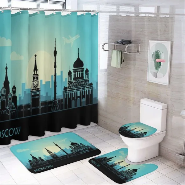 Moscow City Line Skyline on a shower curtain