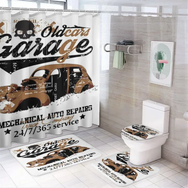 Old Garage Auto Repair on a shower curtain