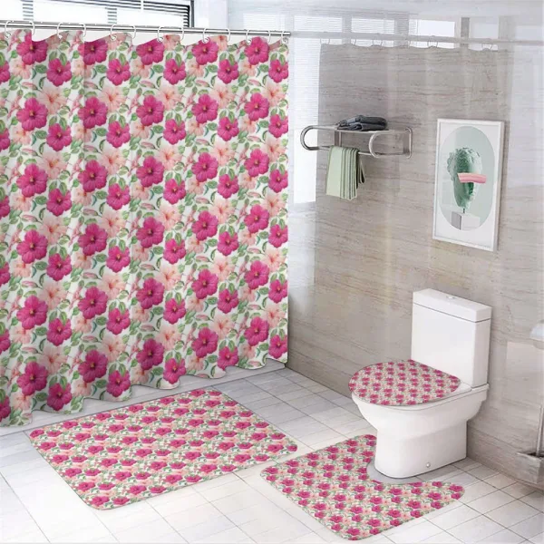 Pastel Hibiscus Petals on a shower curtain