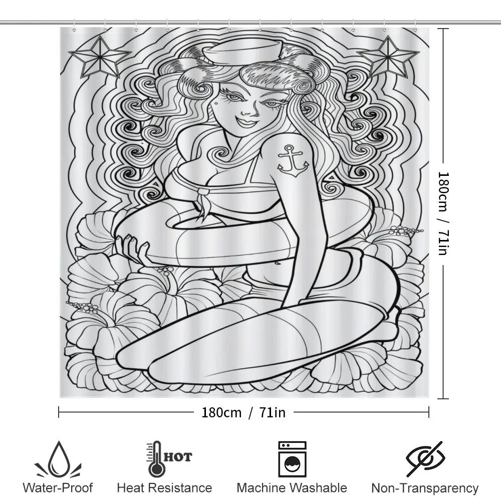 Pin up Girl Stars Flowers — Detail 2