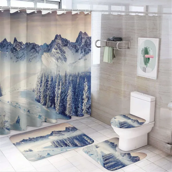 Snowy Winter View on a shower curtain