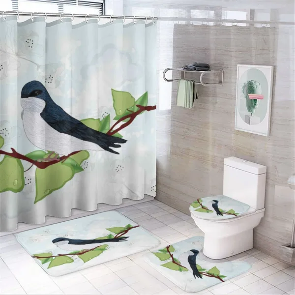 Swallow Bird on Branch on a shower curtain