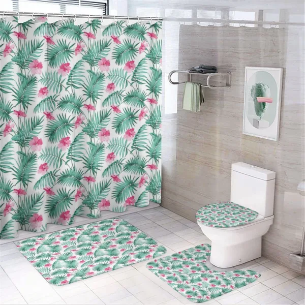 Tropic Ferns Flowers on a shower curtain
