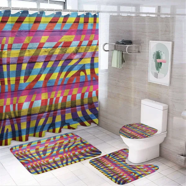 Vibrant Curvy Lines on a shower curtain