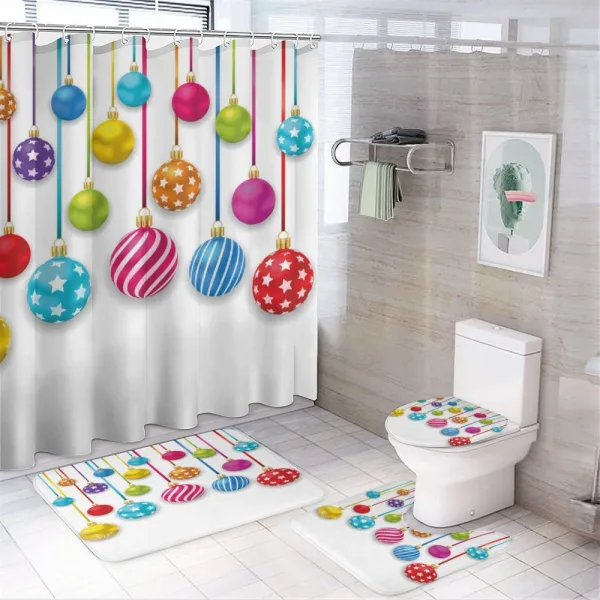 Volorful Hanged Balls on a shower curtain