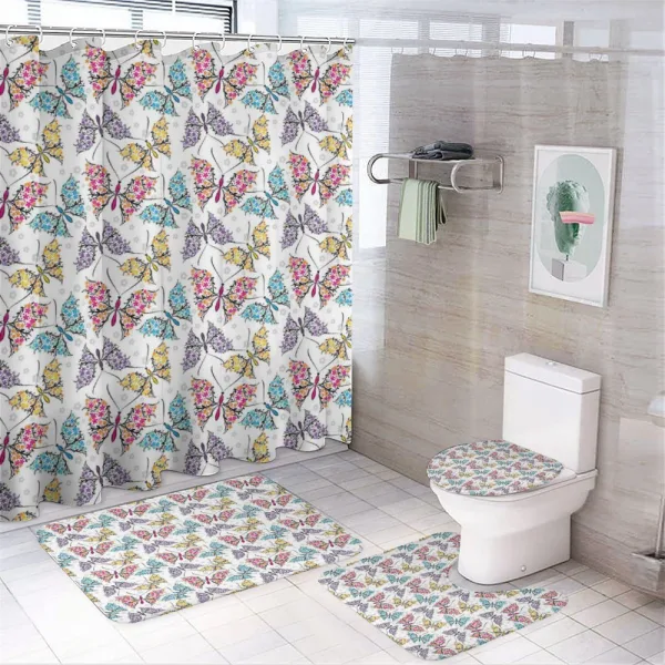 Abstract Floral Wings on a shower curtain