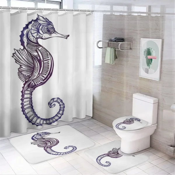 Boho Seahorse Tattoo on a shower curtain