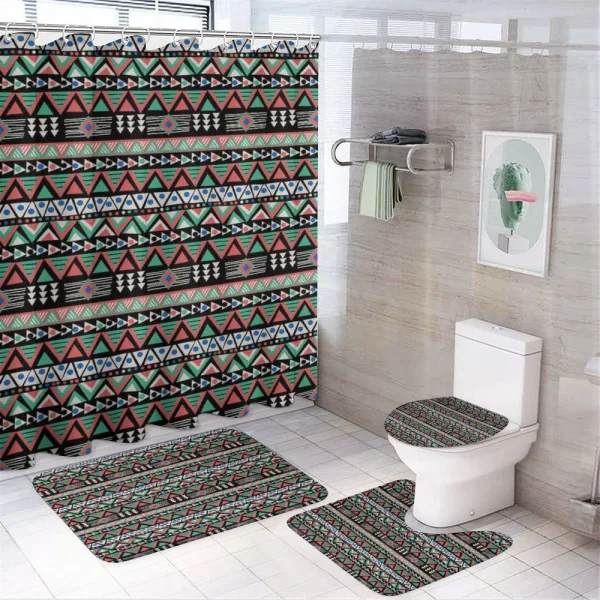 Ethnic Style Triangles Art on a shower curtain