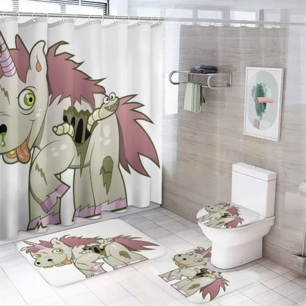 Evil Unicorn Myth on a shower curtain