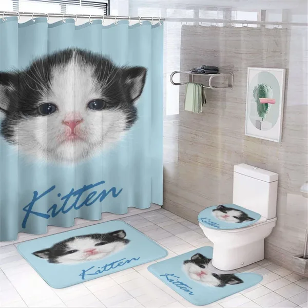 Furry Pink Nose Kitten on a shower curtain