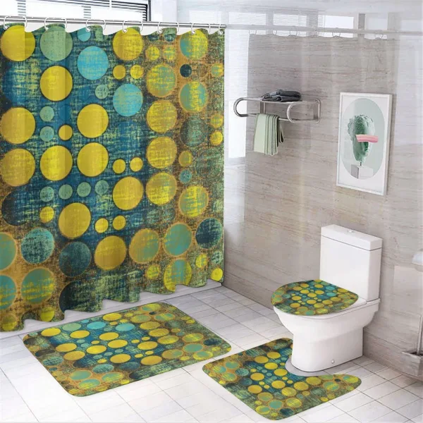 Groovy Polka Dots 60s on a shower curtain