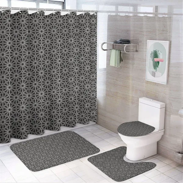 Hexagons Squares and Stars on a shower curtain