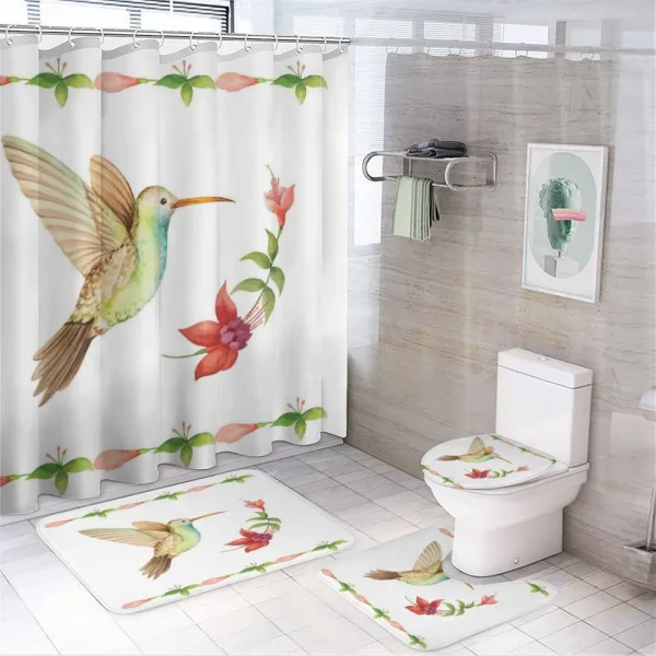 Hummingbird Artwork on a shower curtain