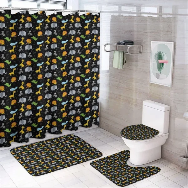 Lion Giraffe Whale Zebra on a shower curtain