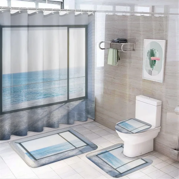 Ocean Scenery Apartment on a shower curtain
