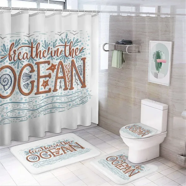 Ocean Text on a shower curtain
