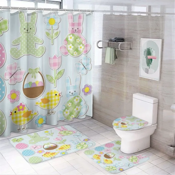 Pale Nursery Bunnies on a shower curtain