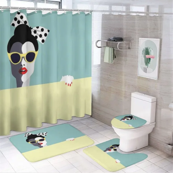 Retro Pop Art Young Woman on a shower curtain