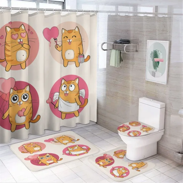 Romantic Kitten in Love on a shower curtain