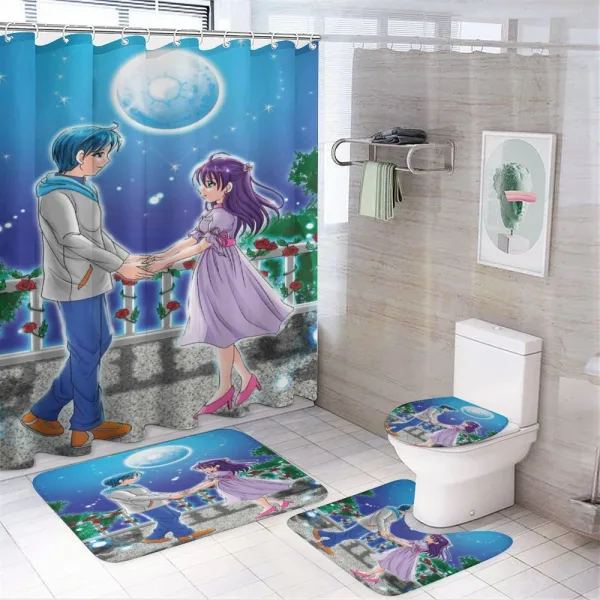 Romantic Manga Couple on a shower curtain