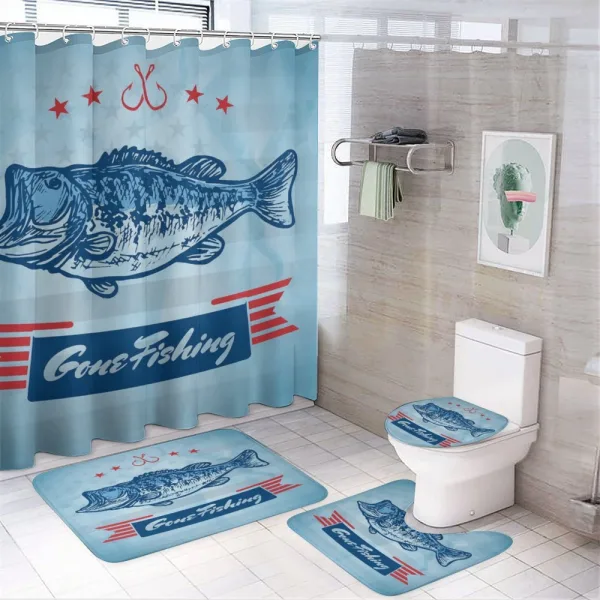 Throat Fish USA Flag on a shower curtain