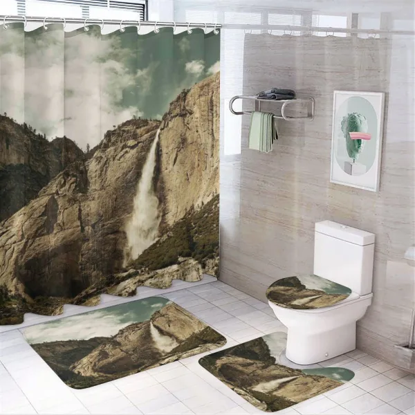 Waterfall Yosemite Park on a shower curtain